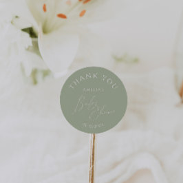 Whimsical Sage Green Baby shower Dank u wel Ronde Sticker