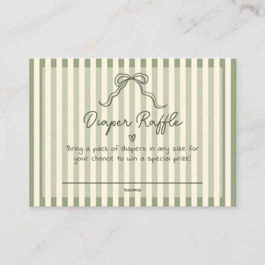 Whimsical Sage Green Baby Shower Diaper Raffle Informatiekaartje (Voorkant)
