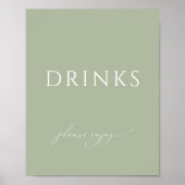 Whimsical Sage Green Baby shower Drinken Teken Poster (Voorkant)