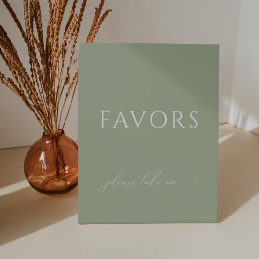 Whimsical Sage Green Baby shower Favorieten Reclamebord Met Voetstuk