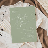 Whimsical Sage Green Baby shower Invitation Kaart