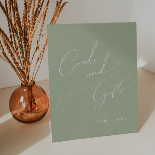 Whimsical Sage Green Baby shower Kaarten en gesche Reclamebord Met Voetstuk