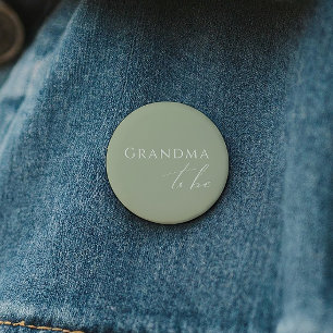 Whimsical Sage Green Baby shower Oma To Be Ronde Button 5,7 Cm