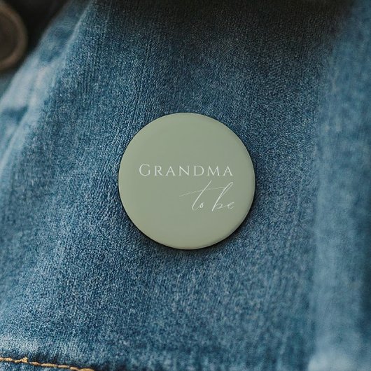 Whimsical Sage Green Baby shower Oma To Be Ronde Button 5,7 Cm