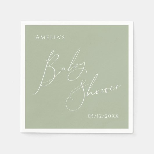 Whimsical Sage Green Baby shower servetten (Voorkant)