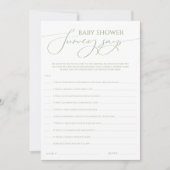 Whimsical Sage Green Baby shower Survey zegt Kaart (Voorkant)