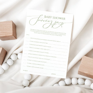 Whimsical Sage Green Baby shower Survey zegt Kaart
