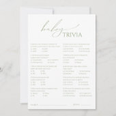 Whimsical Sage Green Baby shower Trivia Kaart (Voorkant)