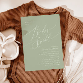 Whimsical Sage Green Baby Sprinkle Invitation Kaart