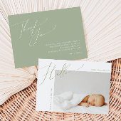Whimsical Sage Green Bedankt Baby Aankondiging