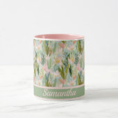 Whimsical Sage Green Floral Personalized  Mok (Midden)
