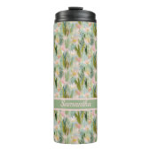 Whimsical Sage Green Floral Personalized  Thermosbeker (Voorkant)