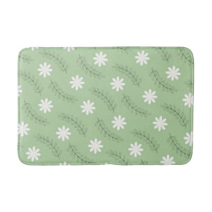 Whimsical Sage Green Floral Retro, vrolijk Badmat