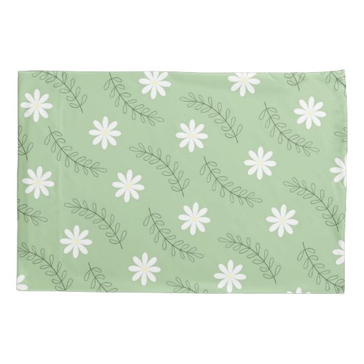 Whimsical Sage Green Floral Retro, vrolijk Kussensloop (Achterkant)