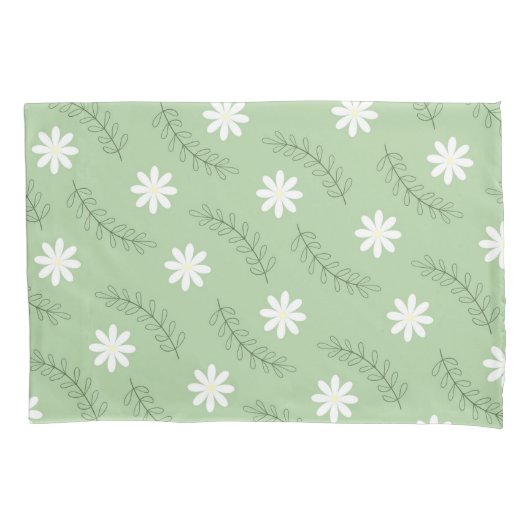 Whimsical Sage Green Floral Retro, vrolijk Kussensloop (Voorkant)