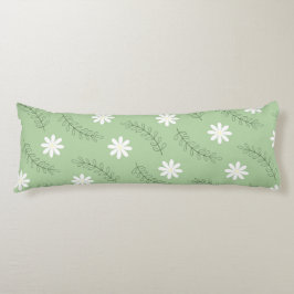 Whimsical Sage Green Floral Retro, vrolijk Lichaamskussen
