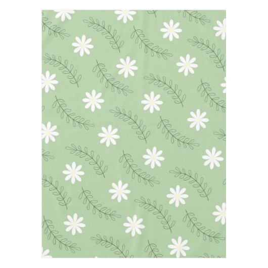 Whimsical Sage Green Floral Retro, vrolijk Tafelkleed (Voorkant)