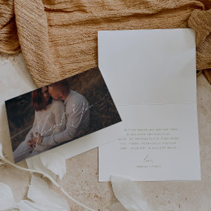 Whimsical Sage Green Font Gevouwen Foto Baby showe Bedankkaart