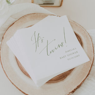 Whimsical Sage Green Het is Twins Douche Servetten