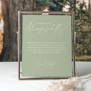 Whimsical Sage Green Hoe groot is de buik van mama Poster
