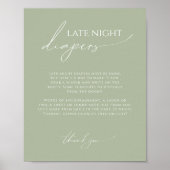 Whimsical Sage Green Late Night Luiers Teken Poster (Voorkant)