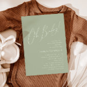 Whimsical Sage Green Oh Baby! Baby Shower Kaart