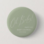 Whimsical Sage Green Oh Baby Ronde Button 5,7 Cm (Voorkant)