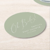 Whimsical Sage Green Oh Baby Ronde Kartonnen Onderzetter (Gebogen)
