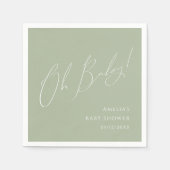 Whimsical Sage Green Oh Baby shower servetten (Voorkant)