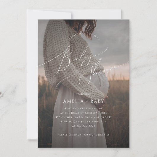 Whimsical Sage Green Photo Alles in één Baby showe Kaart (Voorkant)