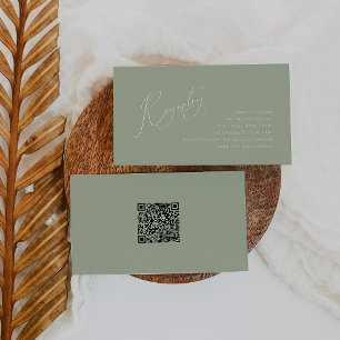 Whimsical Sage Green QR Code Baby Registry Informatiekaartje