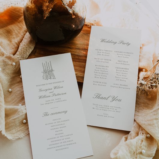 Whimsical Sage Green Wedding Programma Programmakaart