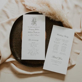 Whimsical Sage Green Wedding Programma Programmakaart