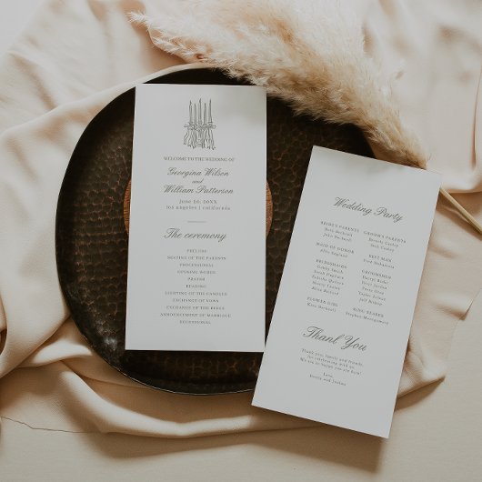 Whimsical Sage Green Wedding Programma Programmakaart