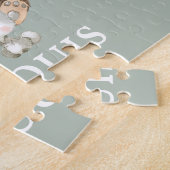 Whimsical Sage Green Woodland Animal Monogram Legpuzzel (Zijkant)