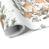 Whimsical Sage Green Woodland Forest Animals Cadeaupapier (Rol Hoek)
