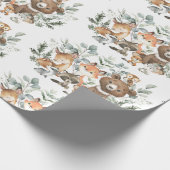 Whimsical Sage Green Woodland Forest Animals Cadeaupapier (Hoek)