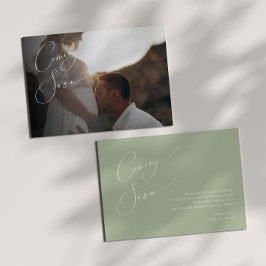 Whimsical Sage Green Zwangerschap Aankondiging