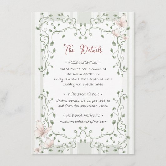 Whimsical Sage Greenery Wedding Informatiekaartje (Voorkant)