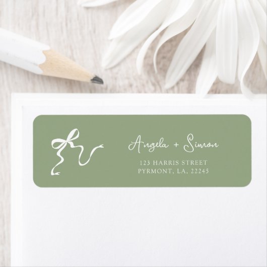 Whimsical Sage Groen Bruiloft Retouradres Label (Insitu)