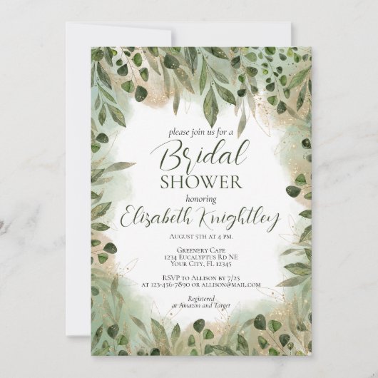 Whimsical Sage Groen Goud Groen Vrijgezellenfeest Kaart (Voorkant)