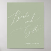 Whimsical Sage Groene Baby shower Boeken en gesche Poster (Voorkant)