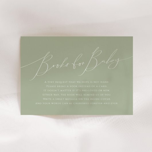 Whimsical Sage Groene Boeken voor Baby Informatiekaartje