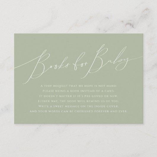 Whimsical Sage Groene Boeken voor Baby Informatiekaartje (Voorkant)