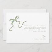 Whimsical Sage Groene Bruiloft Dank u Kaart (Achterkant)