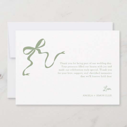 Whimsical Sage Groene Bruiloft Dank u Kaart (Achterkant)