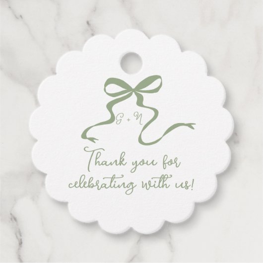 Whimsical Sage Groene Bruiloft Favor Label (Voorkant)