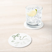 Whimsical Sage Groene Bruiloft Servet Ronde Kartonnen Onderzetter (Insitu)