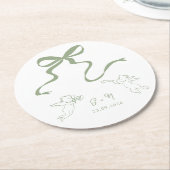 Whimsical Sage Groene Bruiloft Servet Ronde Kartonnen Onderzetter (Gebogen)