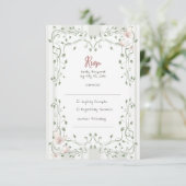 Whimsical Sage Groene Huwelijk RSVP Kaartje (Staand voorkant)